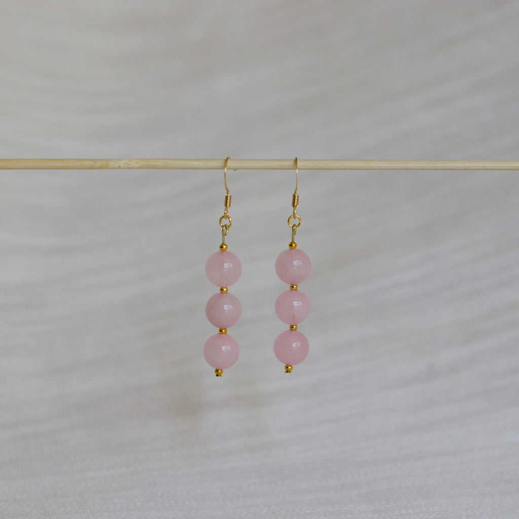 Rose Quartz and Gold Earrings