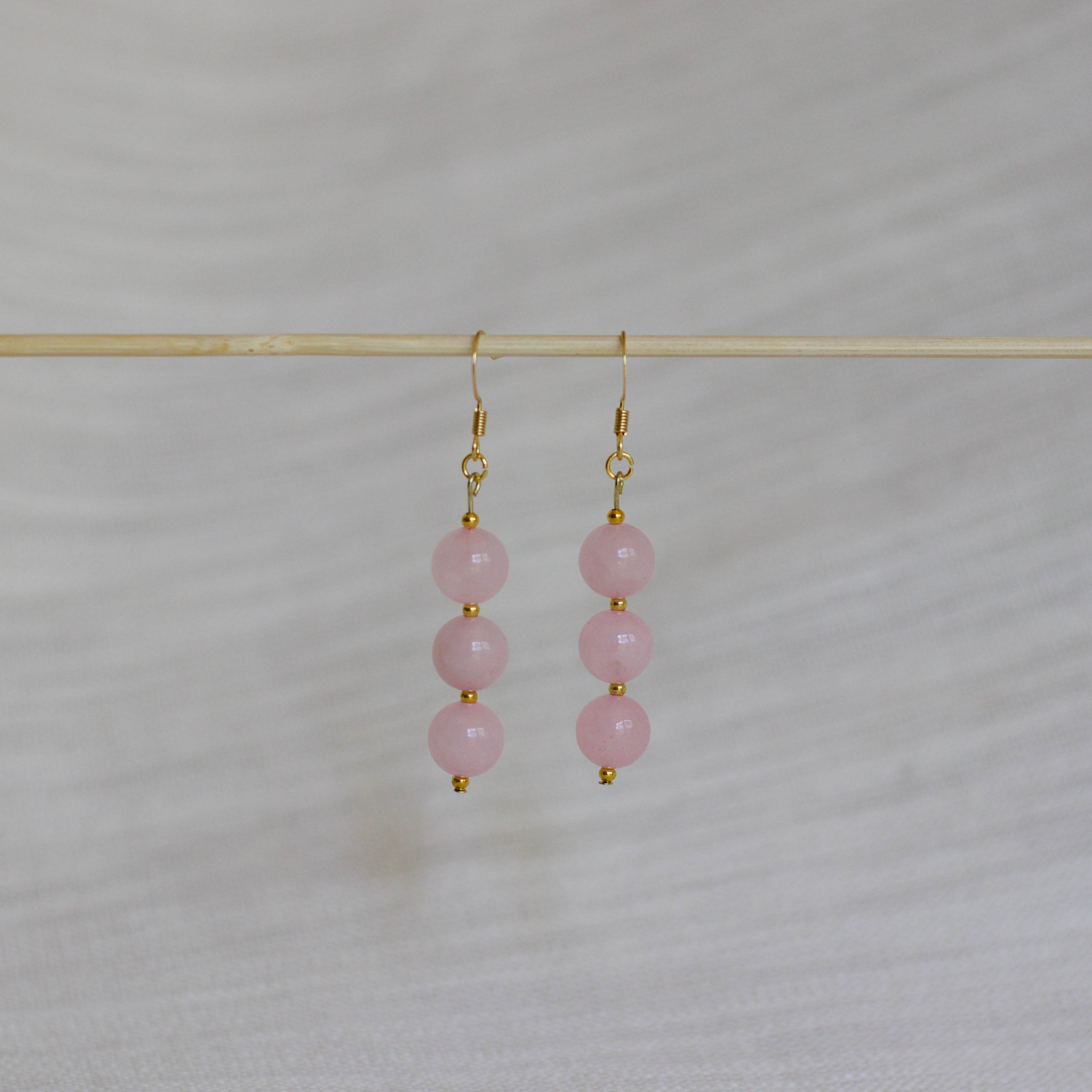 Rose Quartz and Gold Earrings
