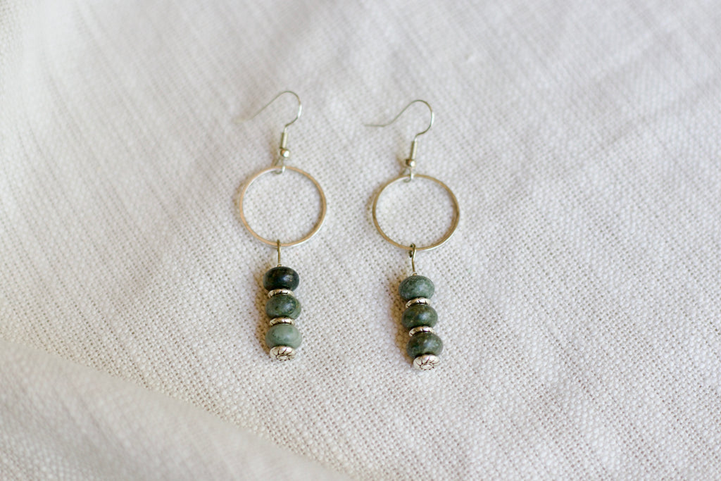 River Jasper Circle Earrings