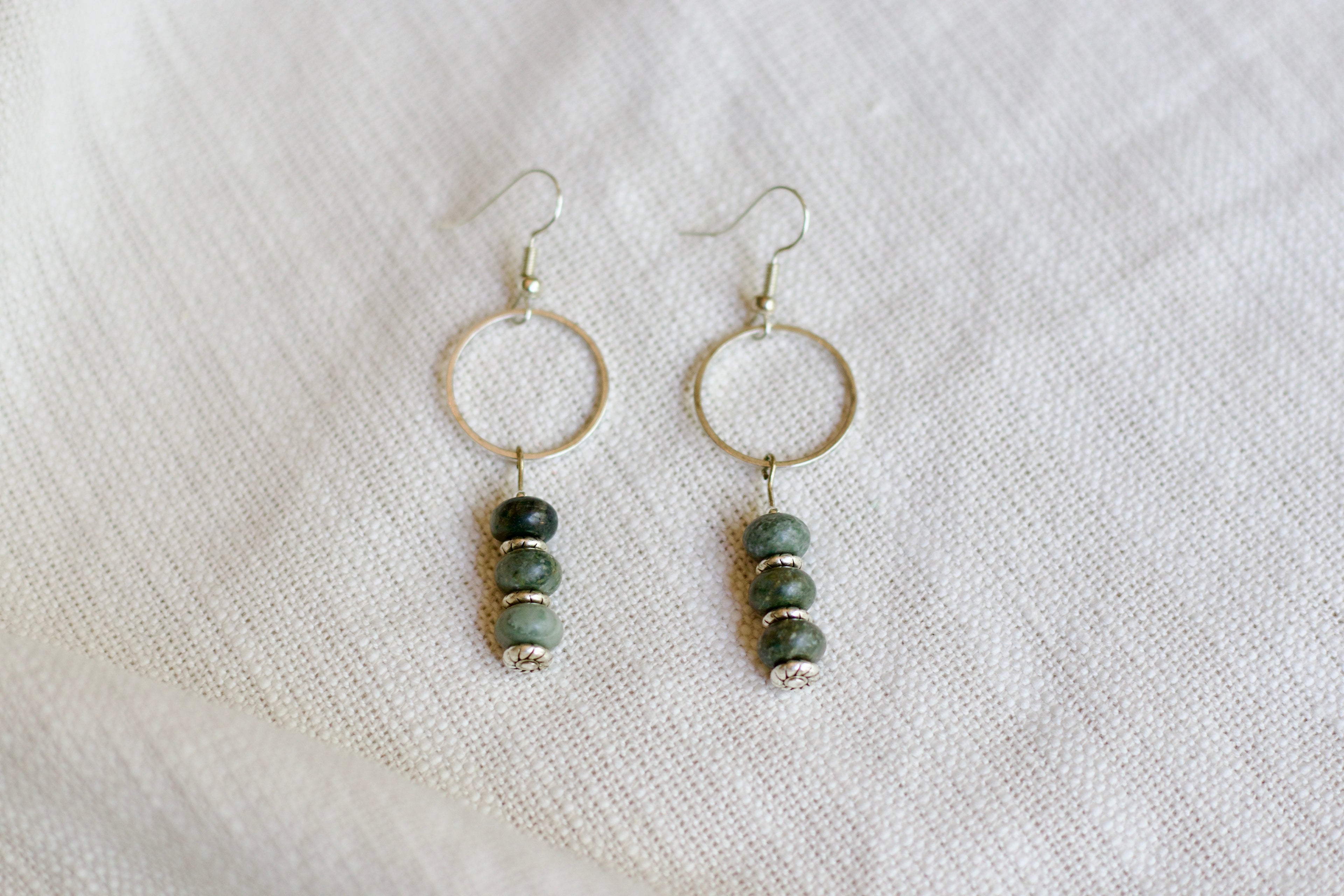 River Jasper Circle Earrings