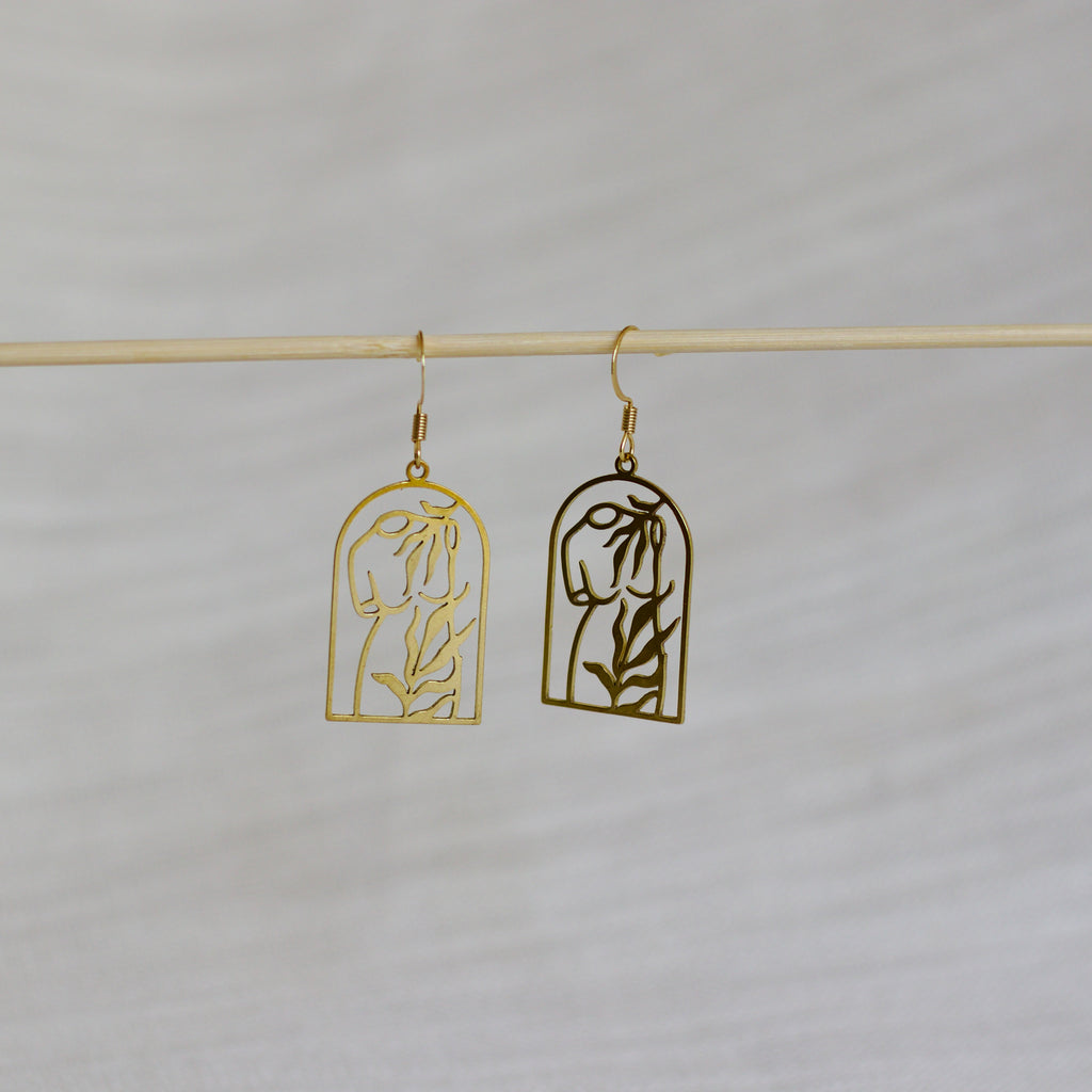 Goddess Earrings- Brass