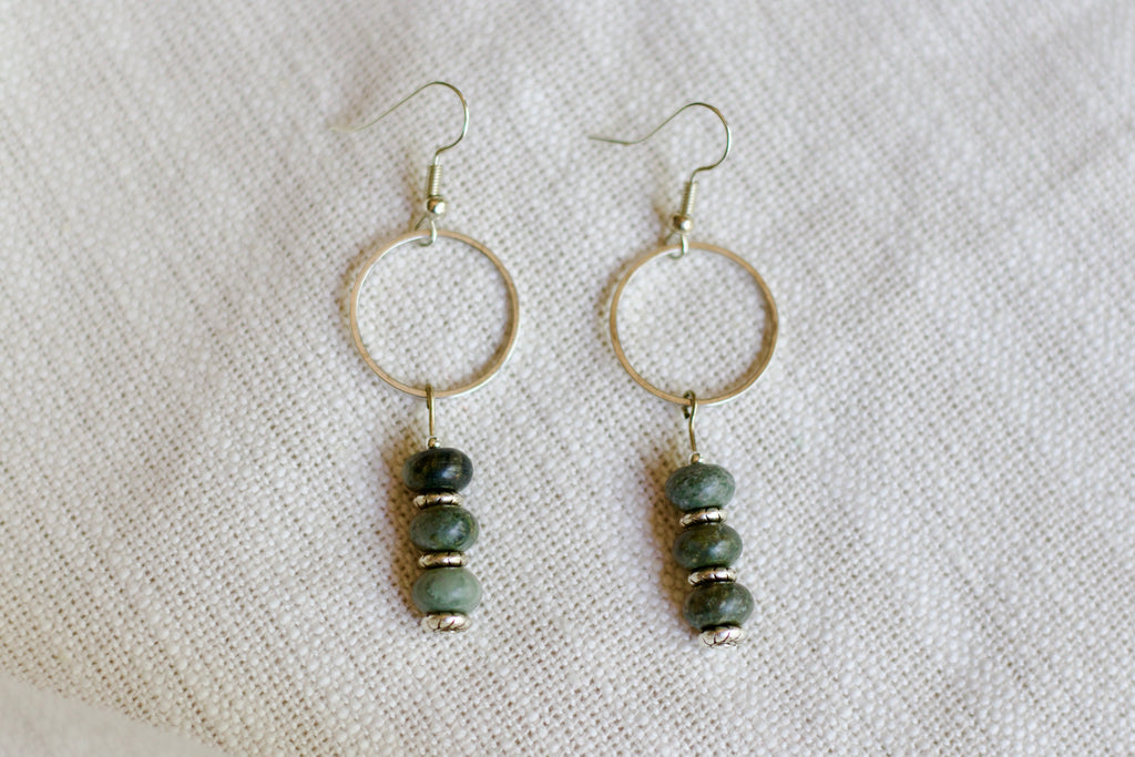 River Jasper Circle Earrings