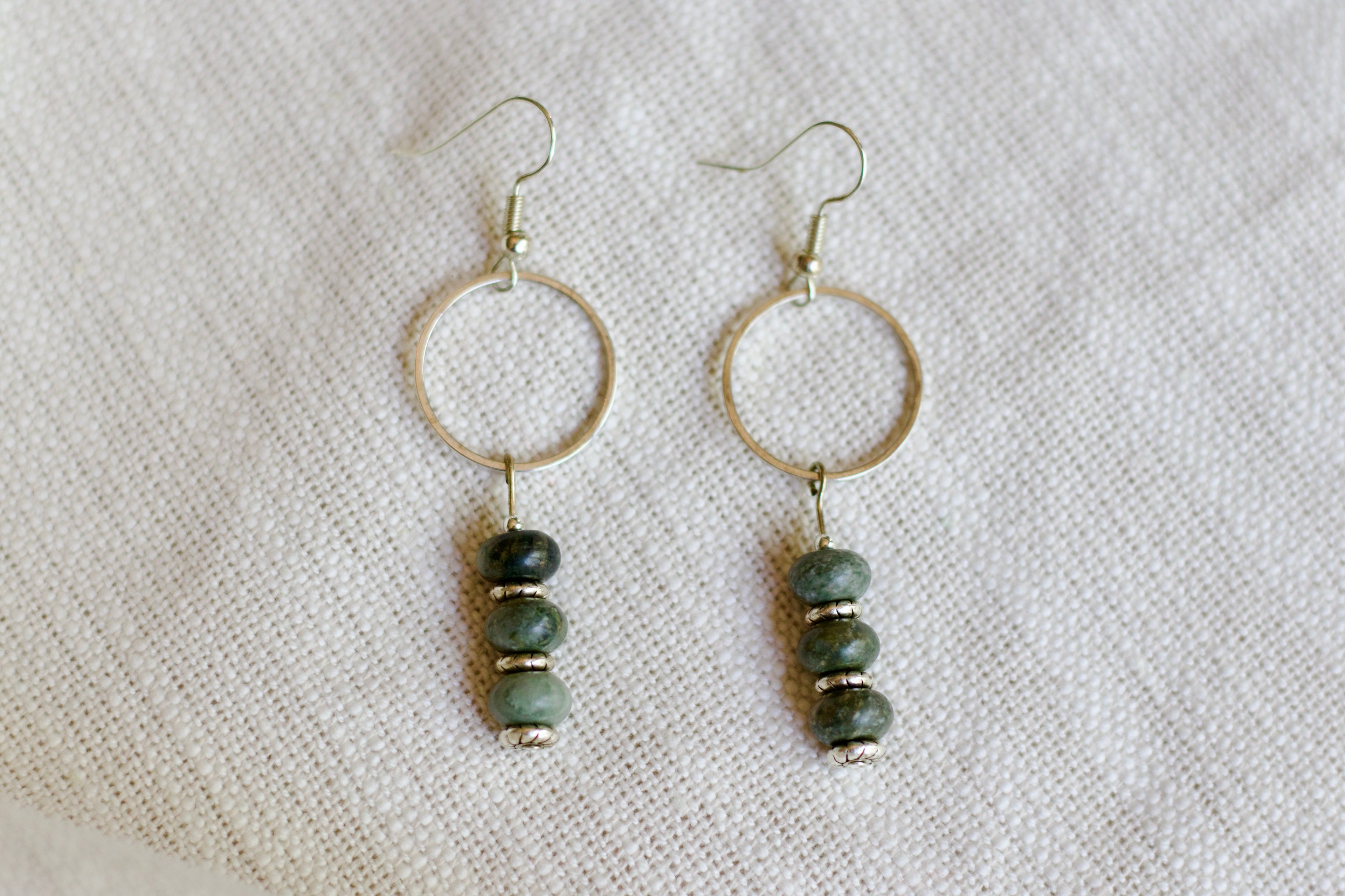 River Jasper Circle Earrings