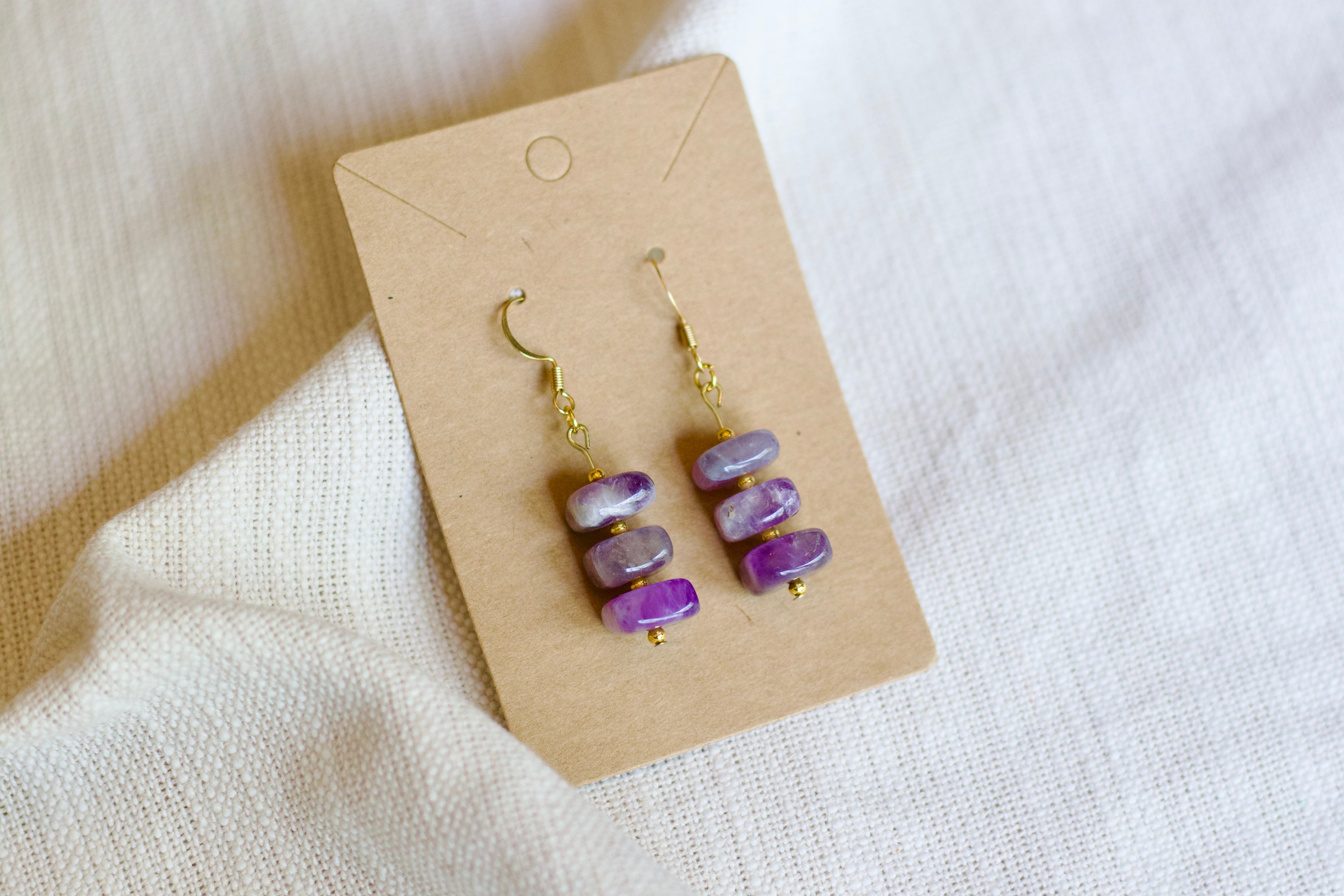 Amethyst Square Earrings