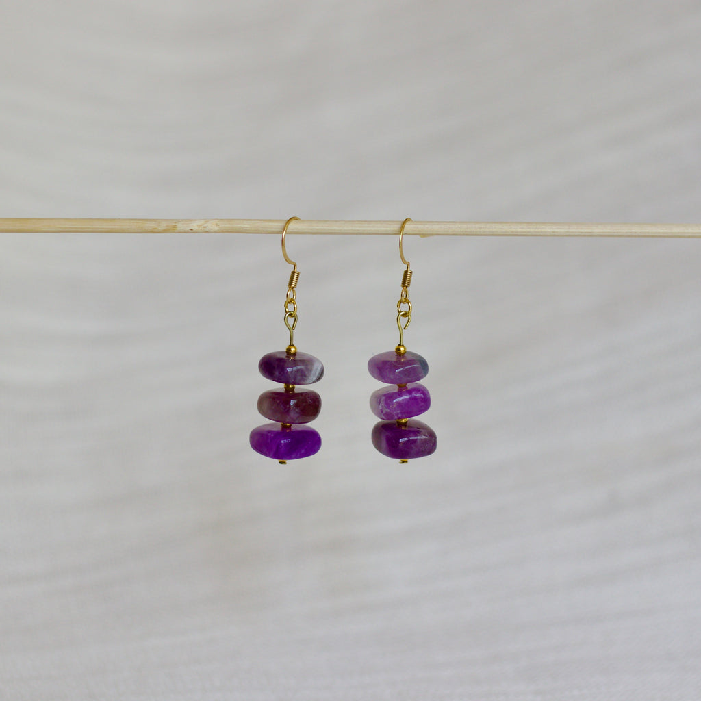 Amethyst Square Earrings