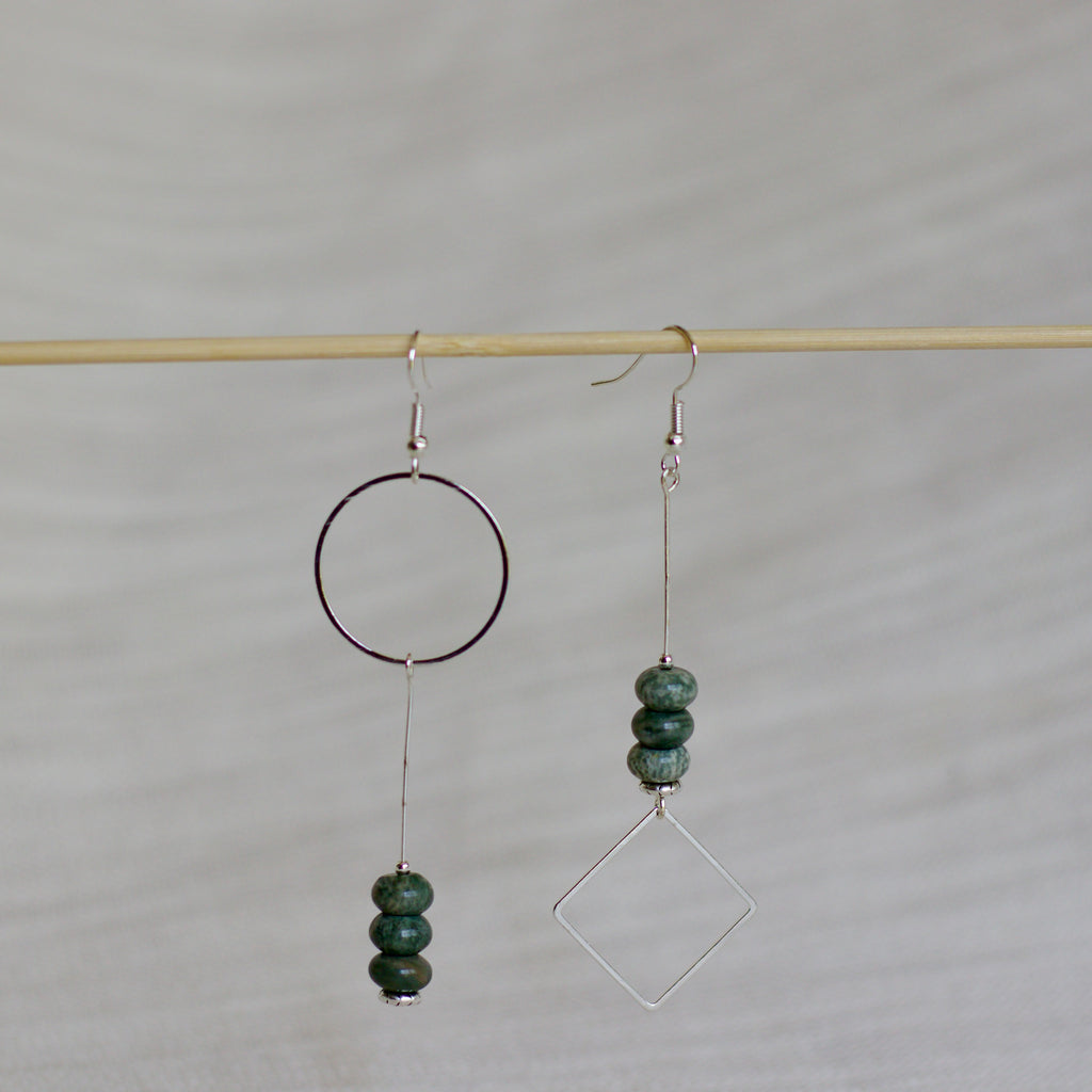 Asymmetrical River Jasper Earrings