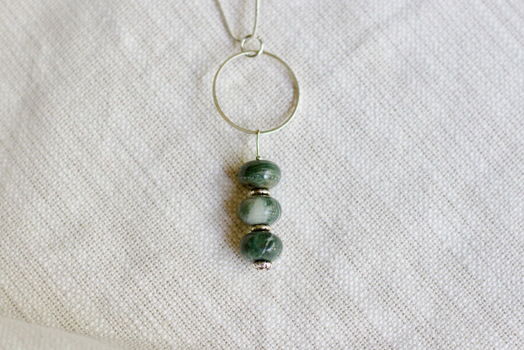 River Jasper Circle Necklace