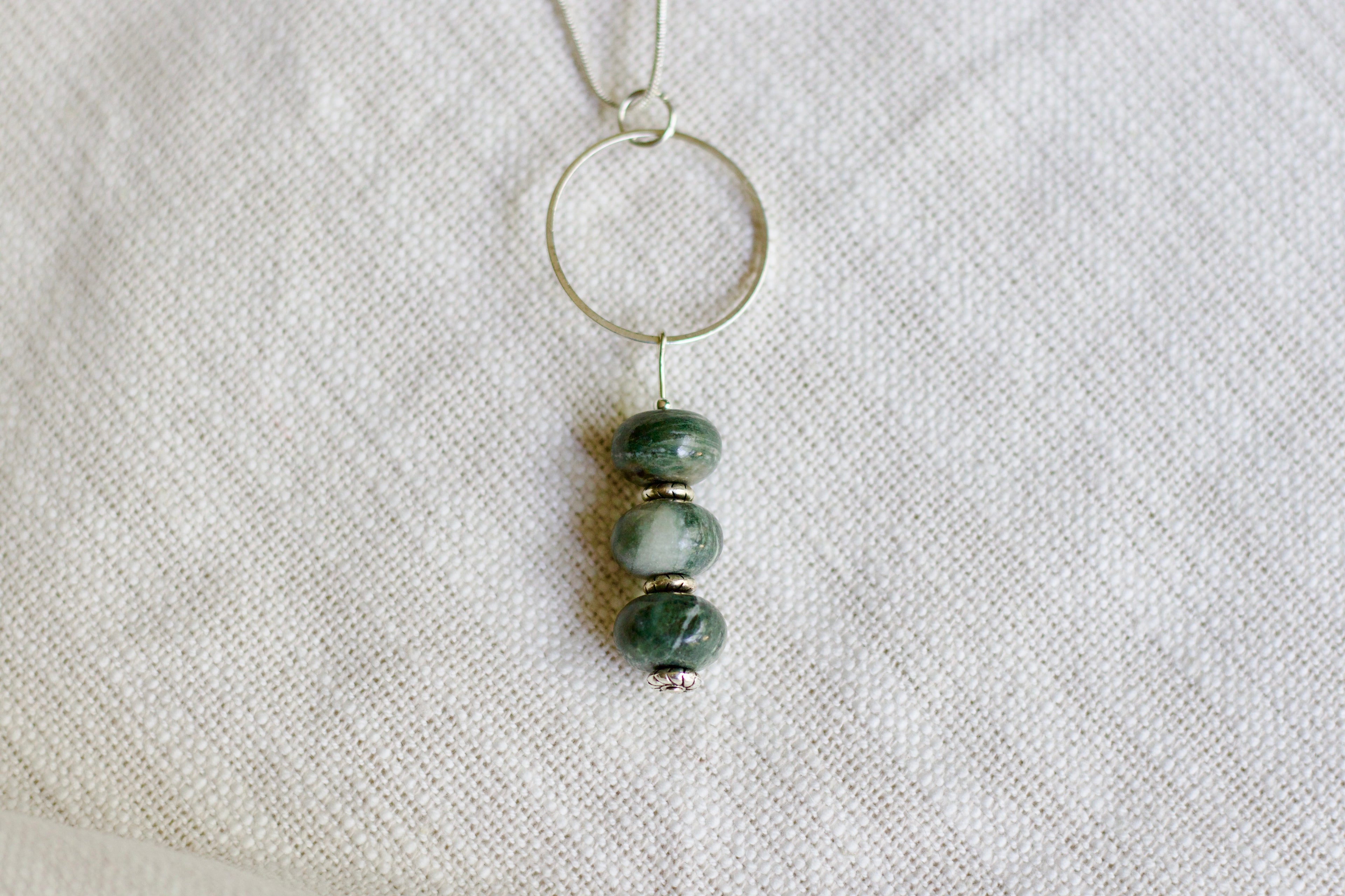 River Jasper Circle Necklace